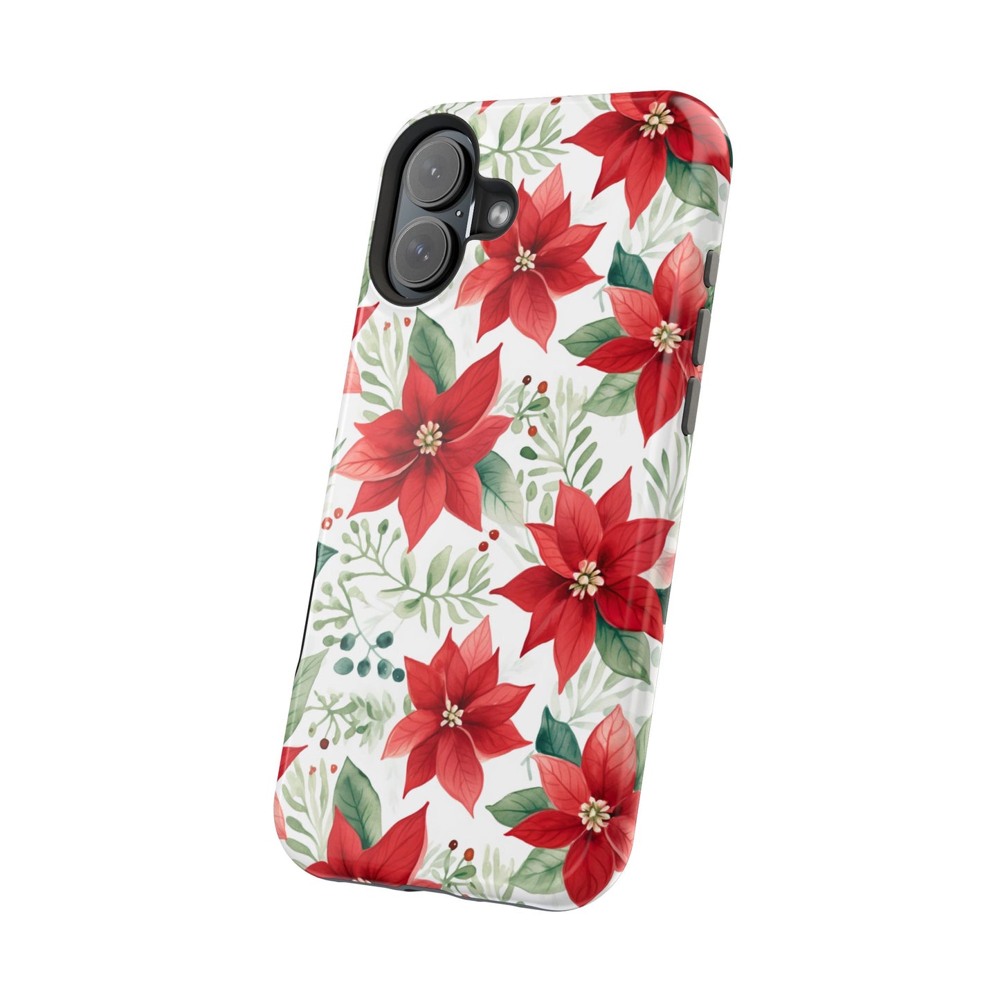 Festive Poinsettia Holiday Pattern – MagSafe iPhone Series Case