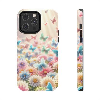 Butterfly Flower Garden - iPhone Case - Pastel Floral Protective Cover