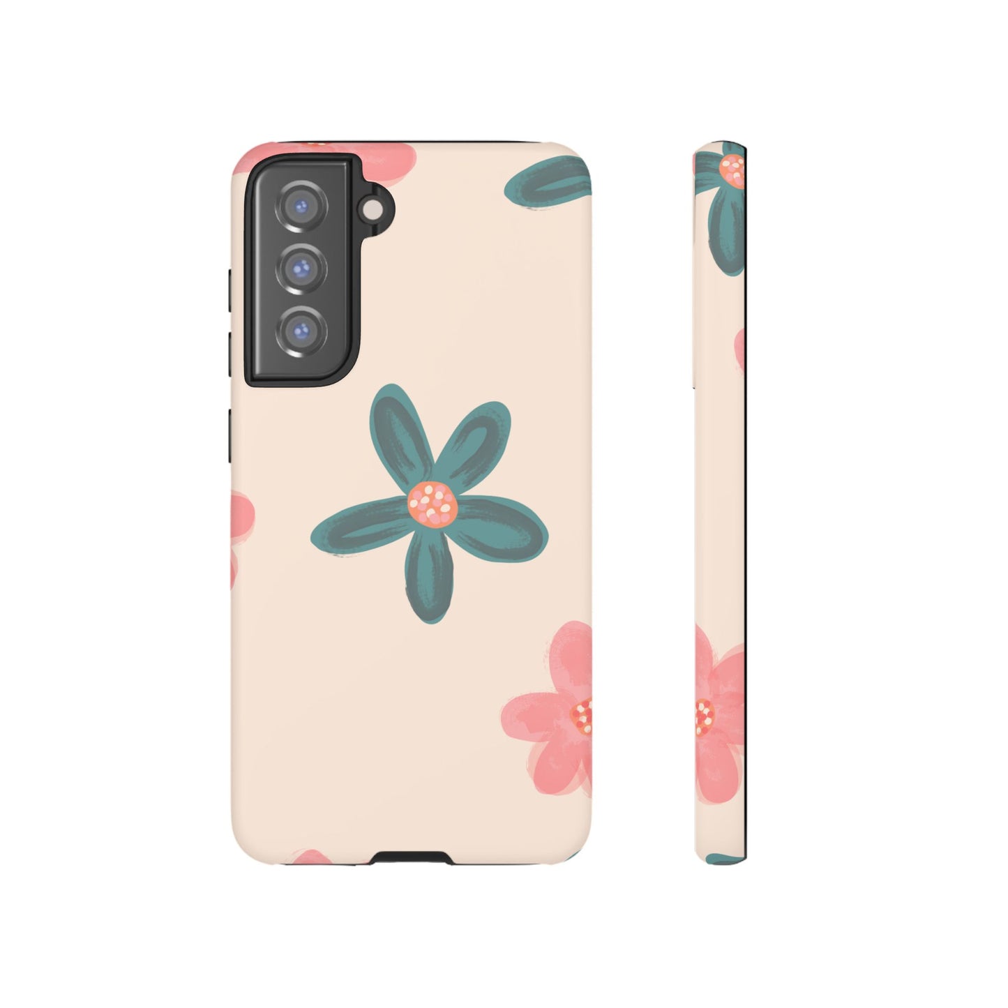 Vintage Floral Tough Samsung Galaxy Case – Soft Matte Finish with Dual-Layer Protection