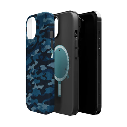 Dark Blue Camouflage – MagSafe iPhone Case with Modern Rugged Style