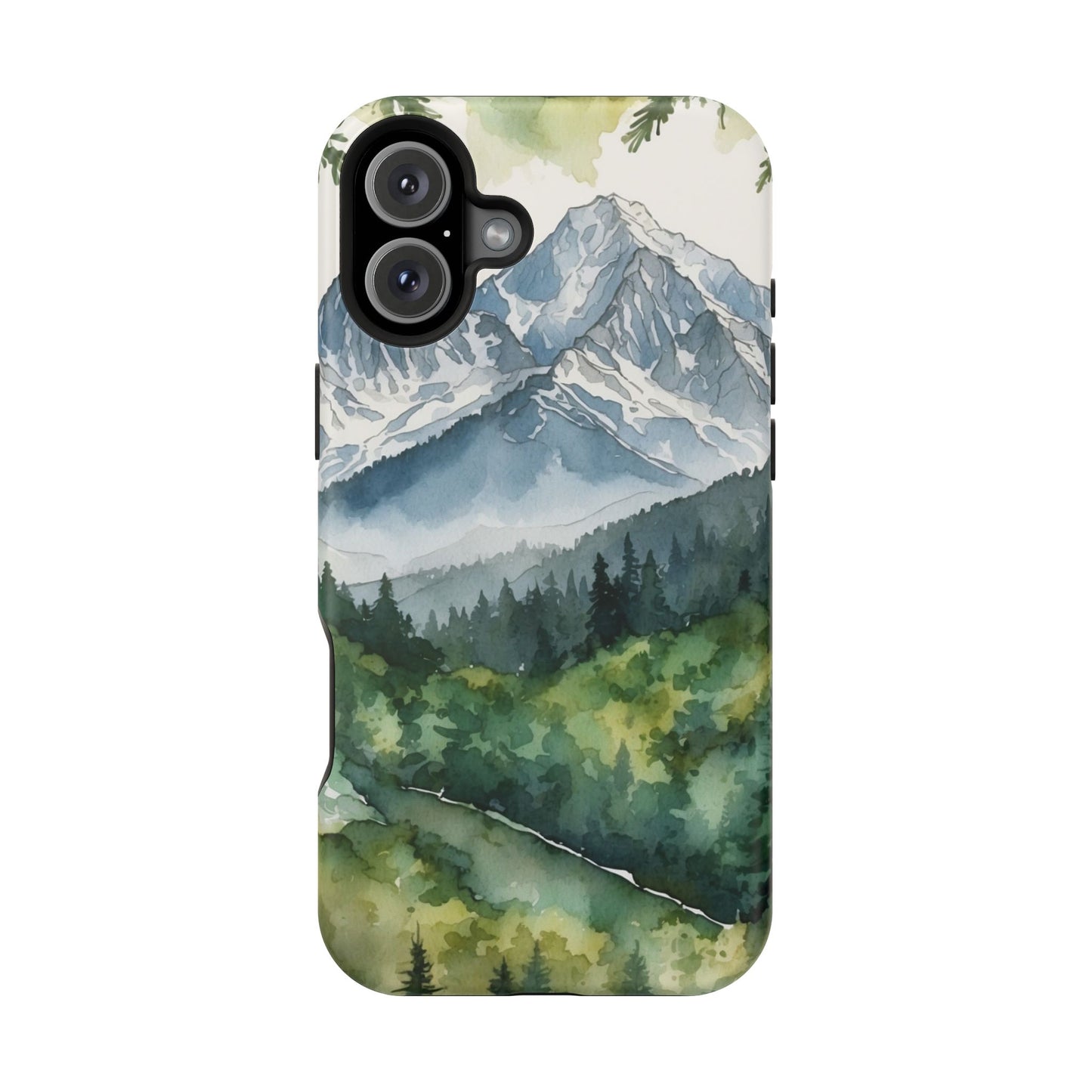 Watercolor Alpine Mountainscape - MagSafe iPhone Case