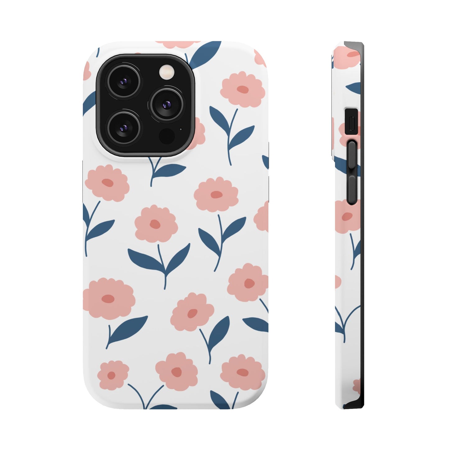 Playful Pink Floral Tough MagSafe  iPhone Case – Soft Pastel Design, Slim & Shockproof