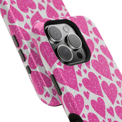 Pink Glitter Hearts Pattern MagSafe Case