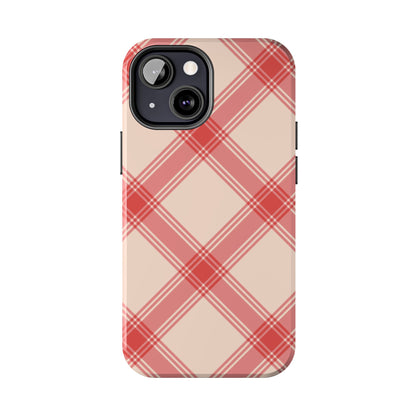 Soft Peachy Red Plaid iPhone Case