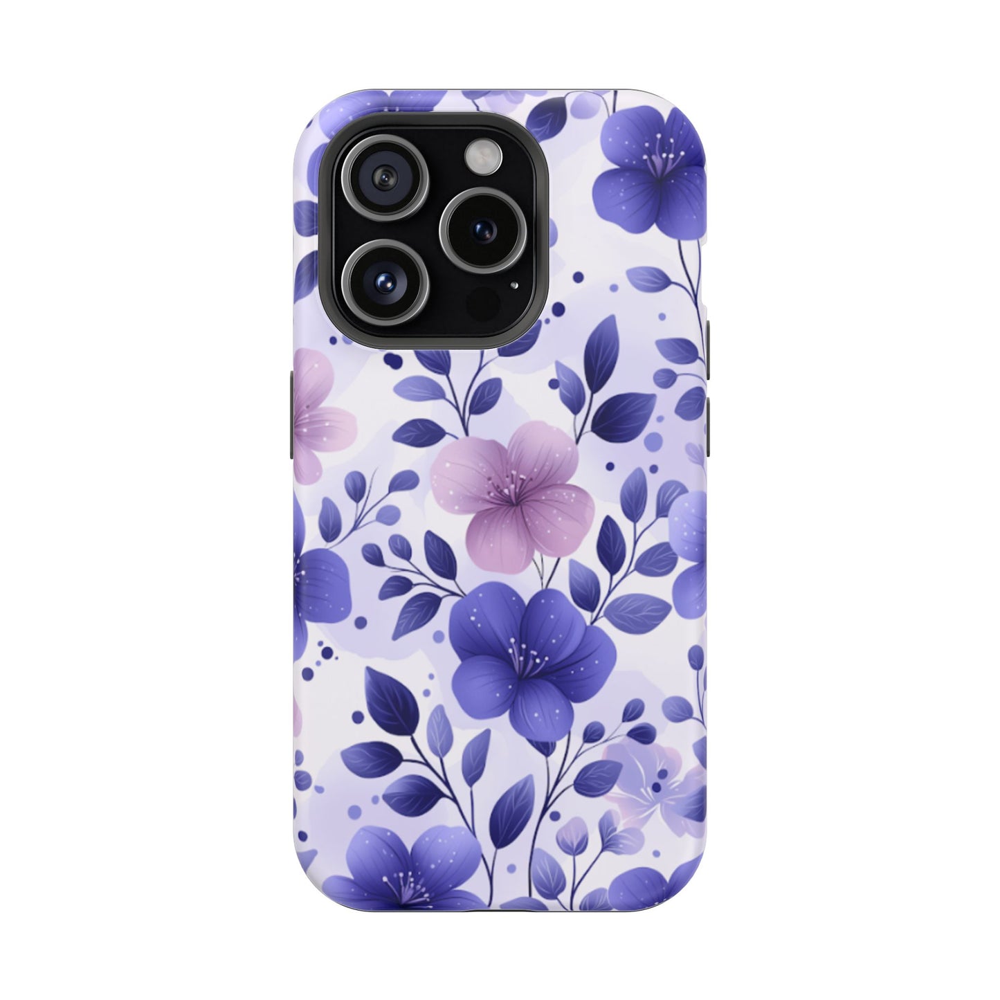 Purple Floral MagSafe iPhone Case – Durable Protection with Elegant Flower Design