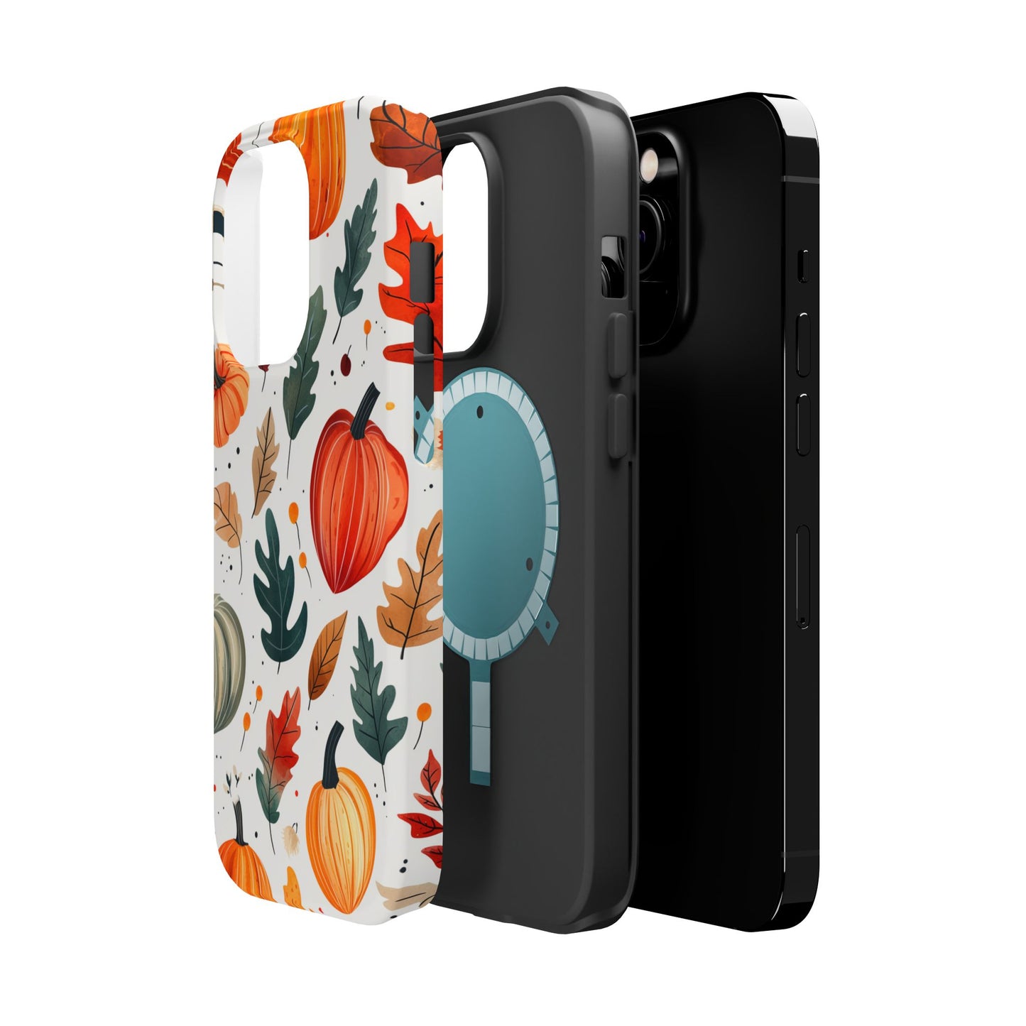 Autumn Harvest MagSafe iPhone Case - Pumpkin and Fall Leaf Design