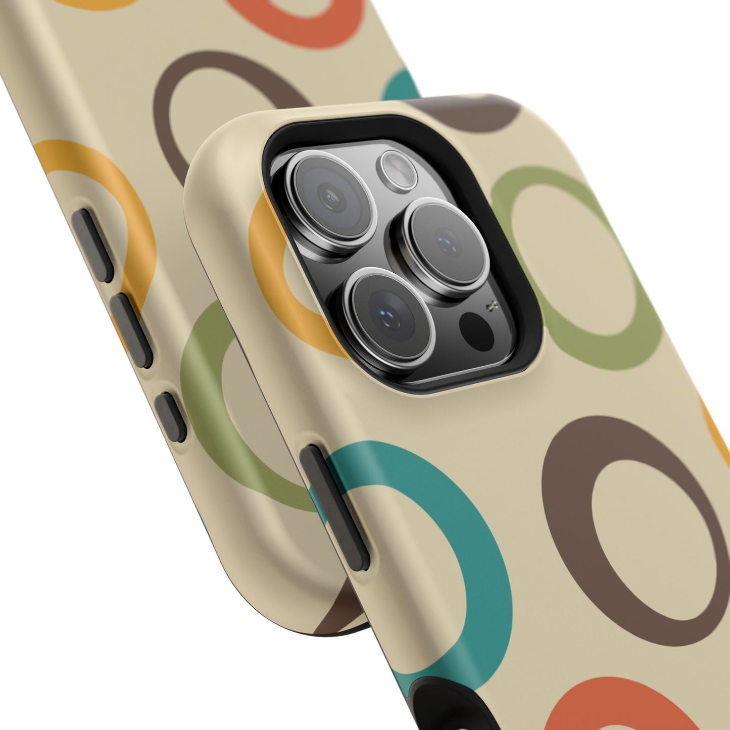 Retro Colorful Rings MagSafe iPhone Case – Shockproof, Matte Finish, Dual-Layer Protection