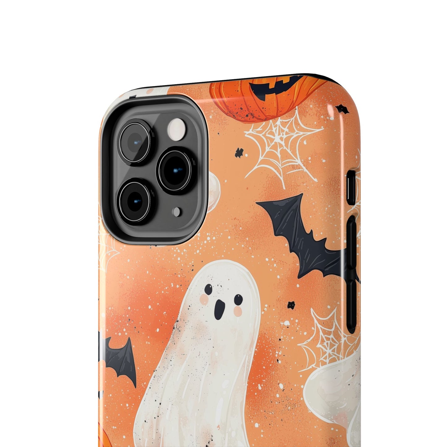 Spooky Cute Ghost iPhone Case – Halloween Ghosts, Pumpkins, Bats & Cobwebs Design