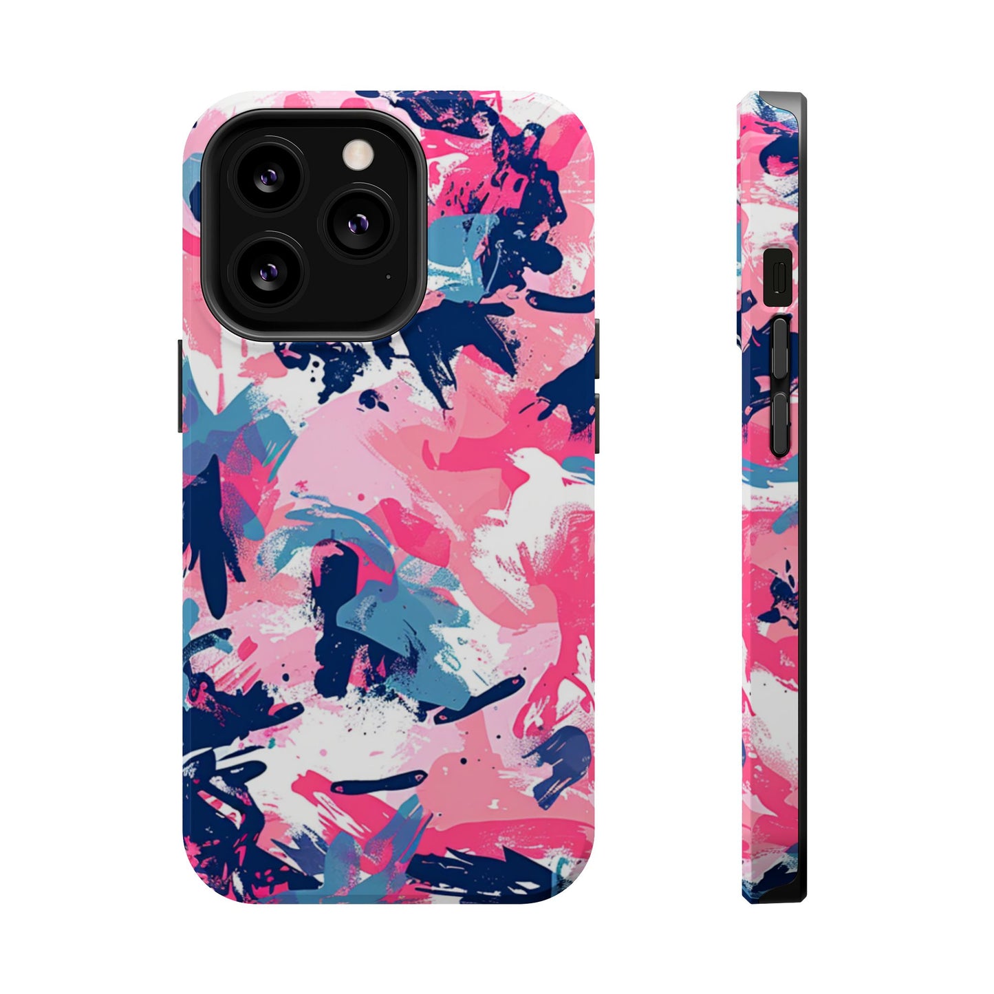 Vibrant Pink & Navy Abstract Splash – MagSafe iPhone Case