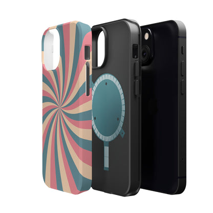 Vintage Pastel Swirl MagSafe iPhone Case – Dual-Layer Protection with 70s-Inspired Design