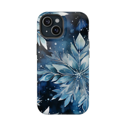 Winter’s Embrace – Blue Snowflake MagSafe iPhone Case