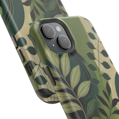 Abstract Green Leaves MagSafe iPhone Case - Nature-Inspired Protective Cover