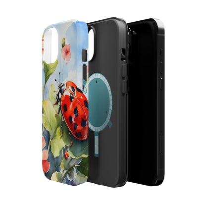 Watercolor Ladybug & Poppy Fields - MagSafe iPhone Case