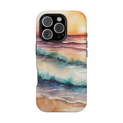 Sunset Waves MagSafe iPhone Case – Vibrant Watercolor Design