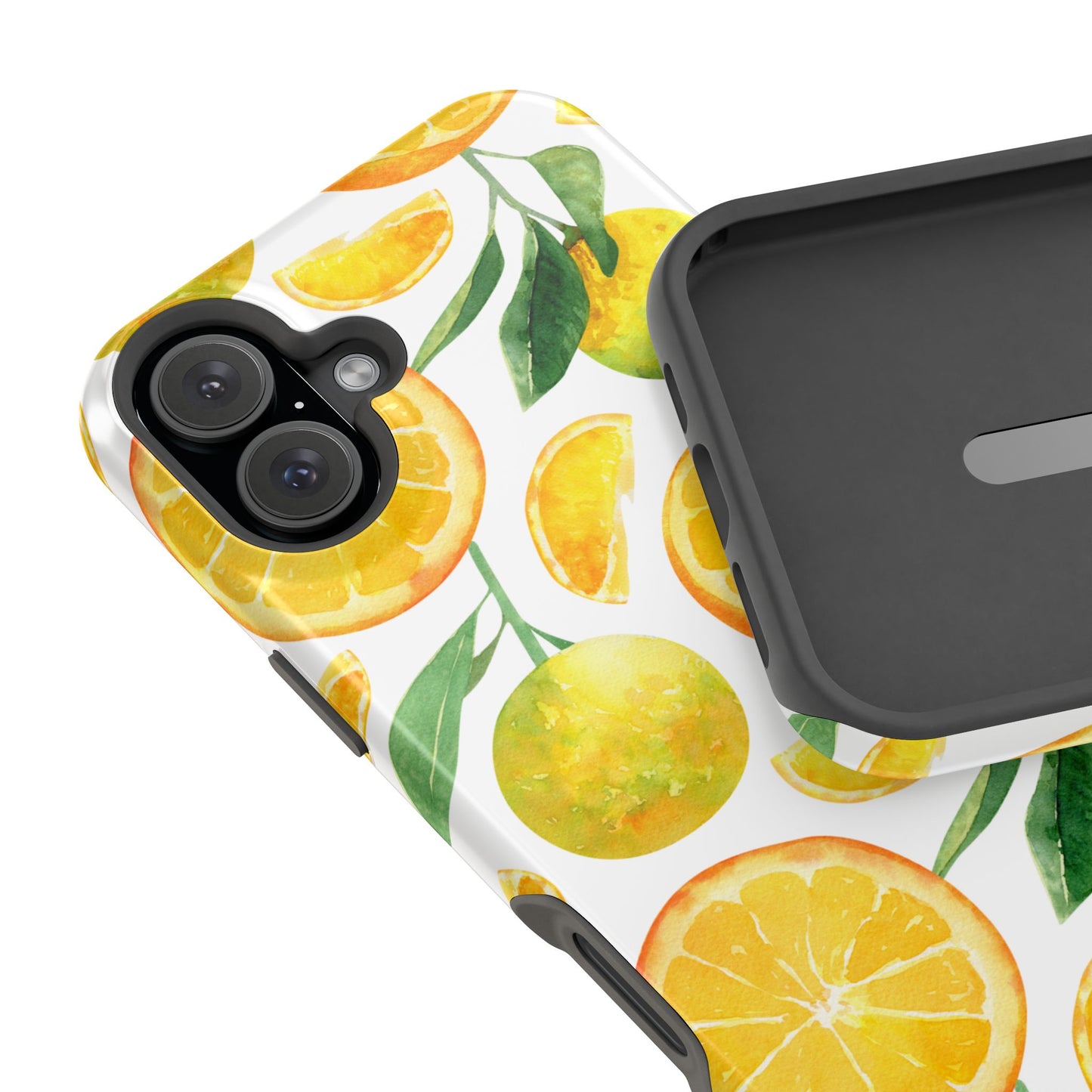 Sunny Citrus Grove Tough MagSafe iPhone Case – Watercolor Orange Design, Dual-Layer Protection