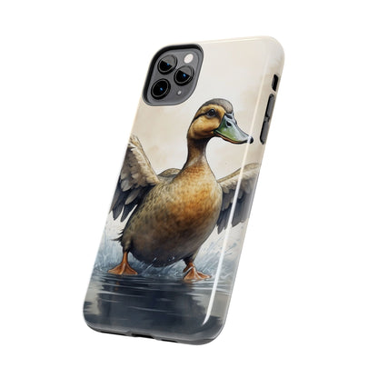 Graceful Duck in Watercolor Scene - iPhone Case