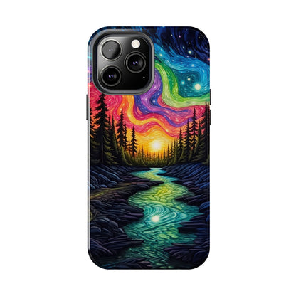 Celestial Nightscape iPhone Case – Vibrant River and Starry Sky Design