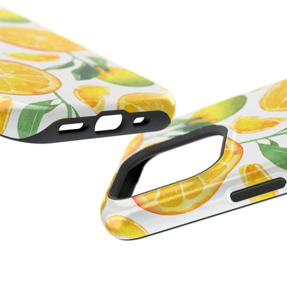 Sunny Citrus Grove Tough MagSafe iPhone Case – Watercolor Orange Design, Dual-Layer Protection