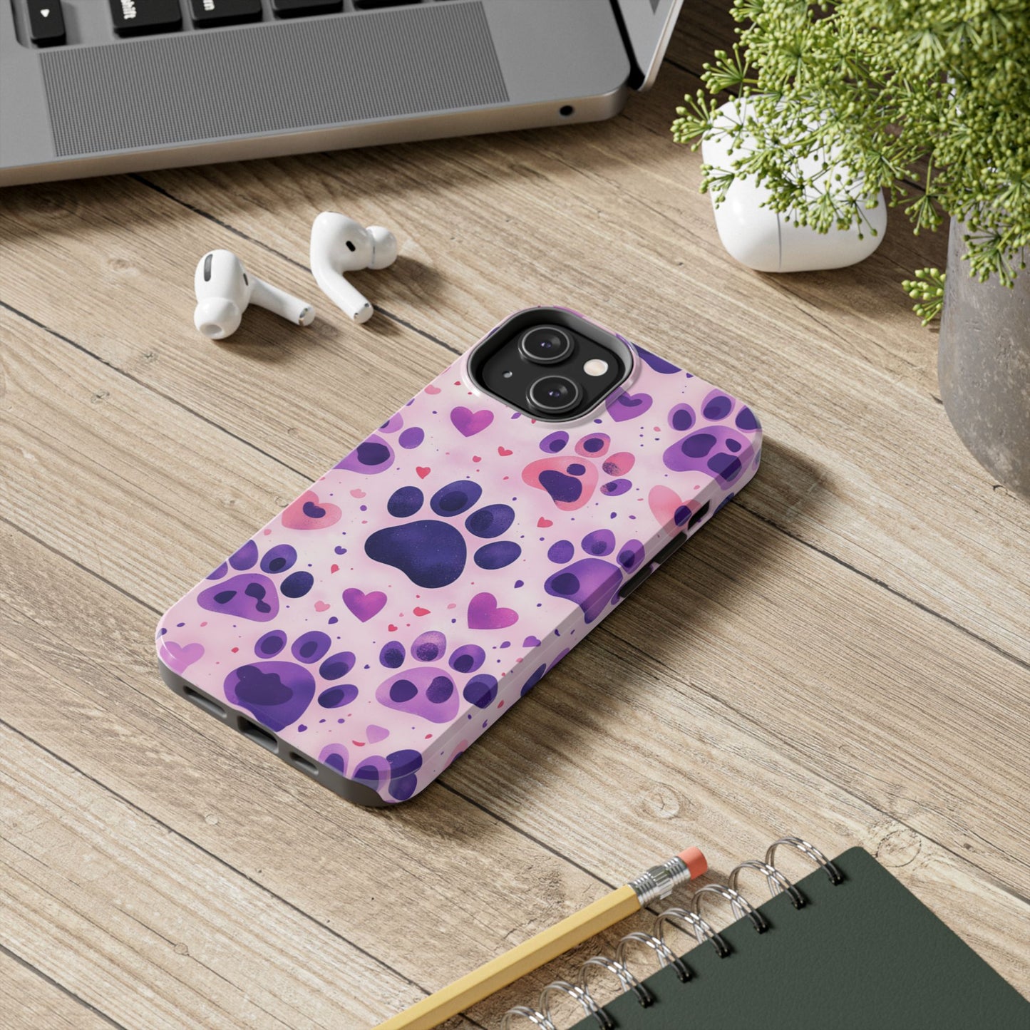 Purple Paw Print iPhone Case - Playful Pet Lover’s Protective Cover