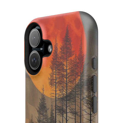 Moody Forest Moonrise MagSafe iPhone Case – Dark Landscape Design, Dual-Layer Protection