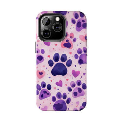 Purple Paw Print iPhone Case - Playful Pet Lover’s Protective Cover