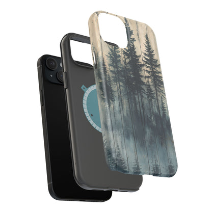 Misty Forest MagSafe iPhone Case - Rustic Nature-Inspired Protective Cover