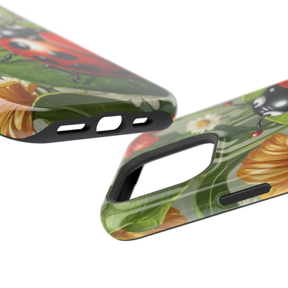 Ladybug Garden MagSafe iPhone Case – Whimsical Floral Design