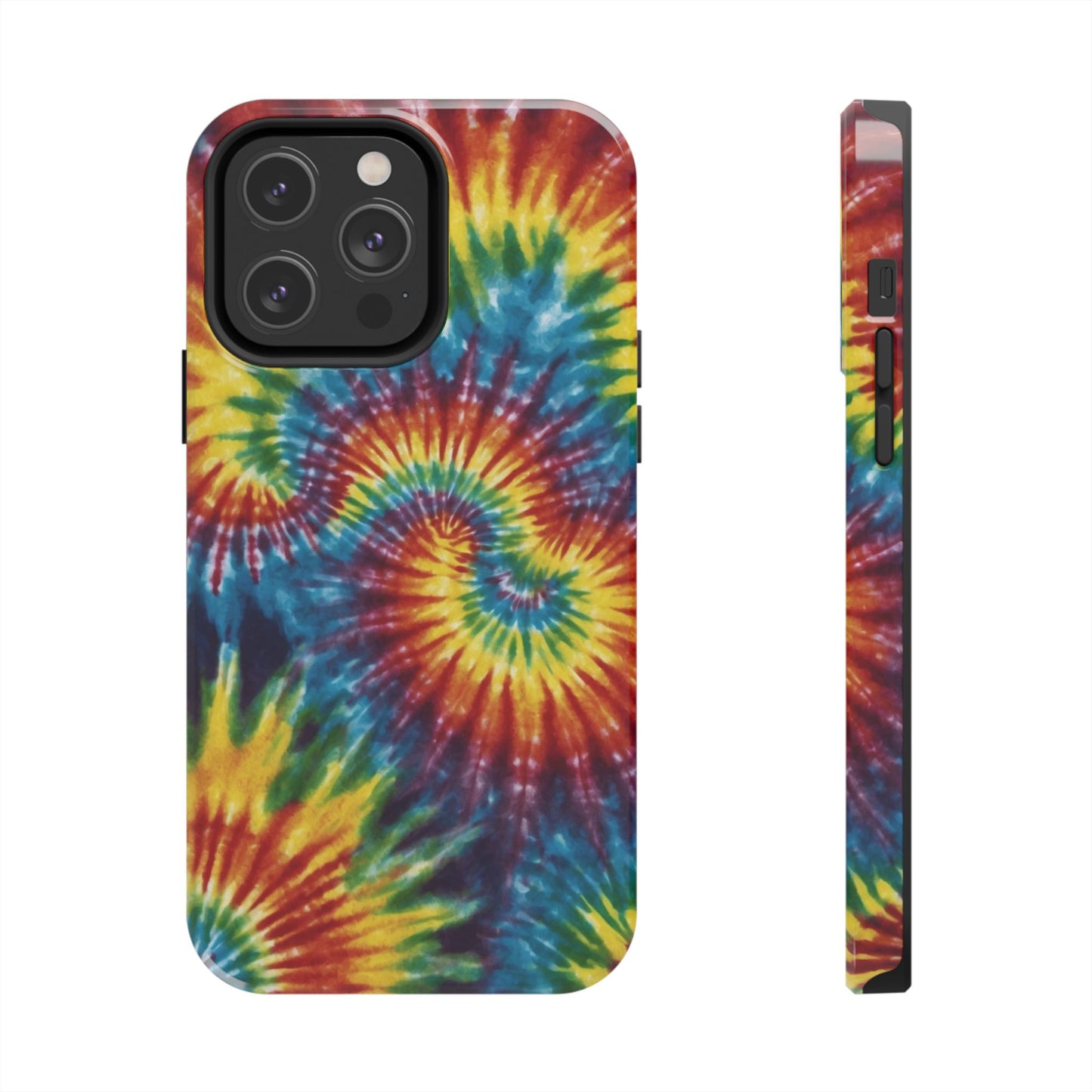 Retro Tie-Dye Swirl iPhone Case – Rainbow Spiral Design