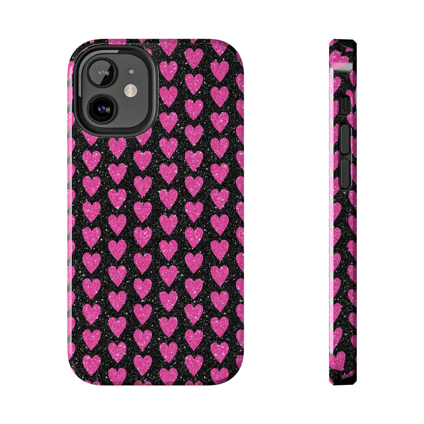 Glitter Pink Hearts iPhone Case