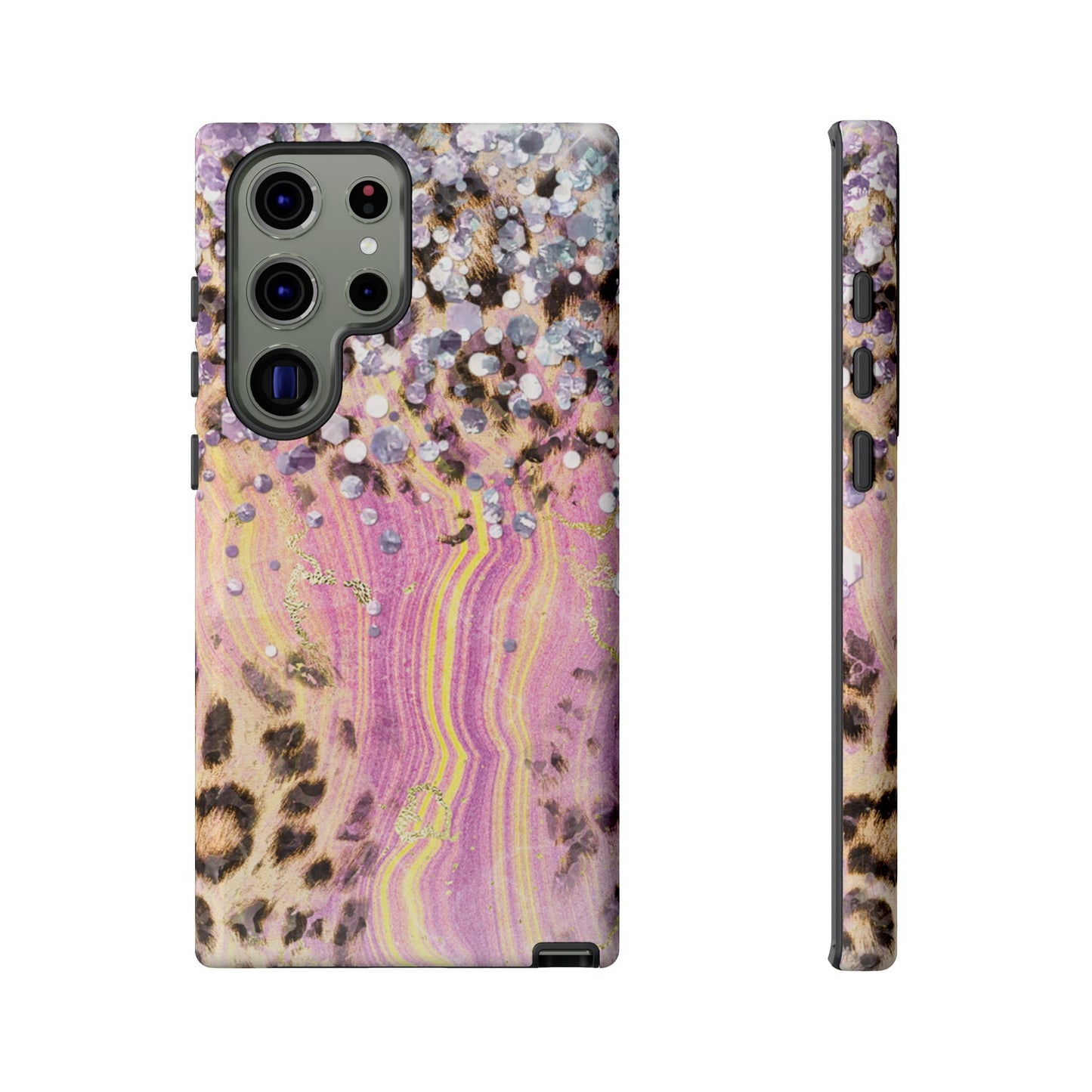 Crystal Glam Leopard - Samsung Galaxy Series Case with Glitter and Gem Accents