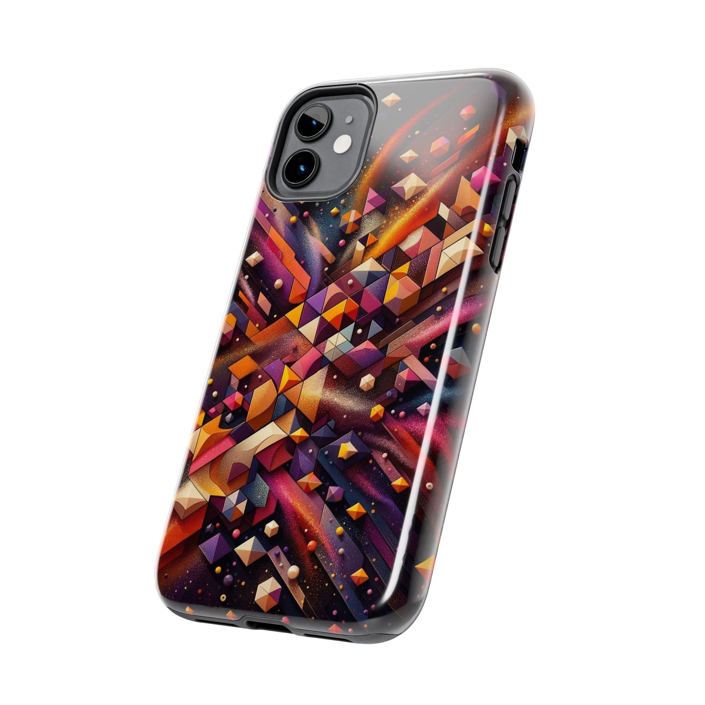 Geometric Galaxy iPhone Case - Abstract Cosmic Protective Cover - Retro Gamer