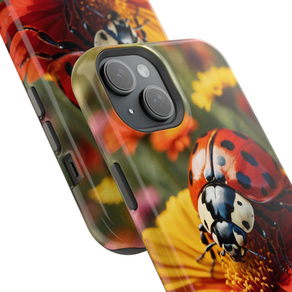 Ladybug on Orange Daisy - MagSafe iPhone Case