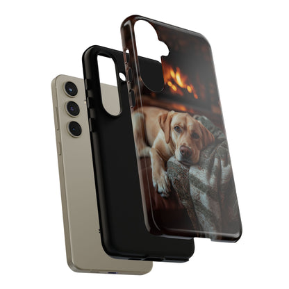 Cozy Labrador by Fireplace Samsung Galaxy Case – Rustic Cabin Protective Cover