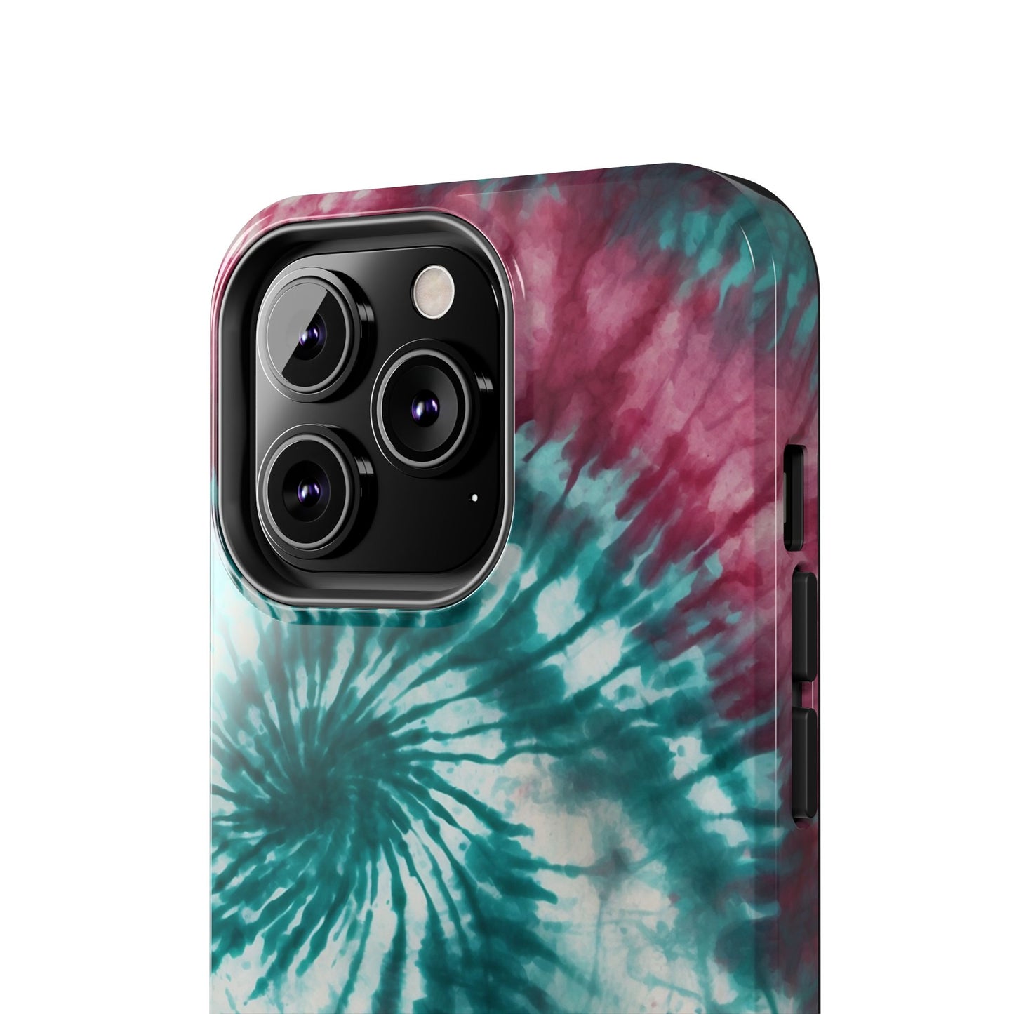 Pink and Teal Tie-Dye iPhone Case – Retro Spiral Design