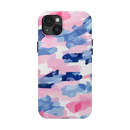 iPhone Case: Dynamic Pink & Navy Brushstroke Art