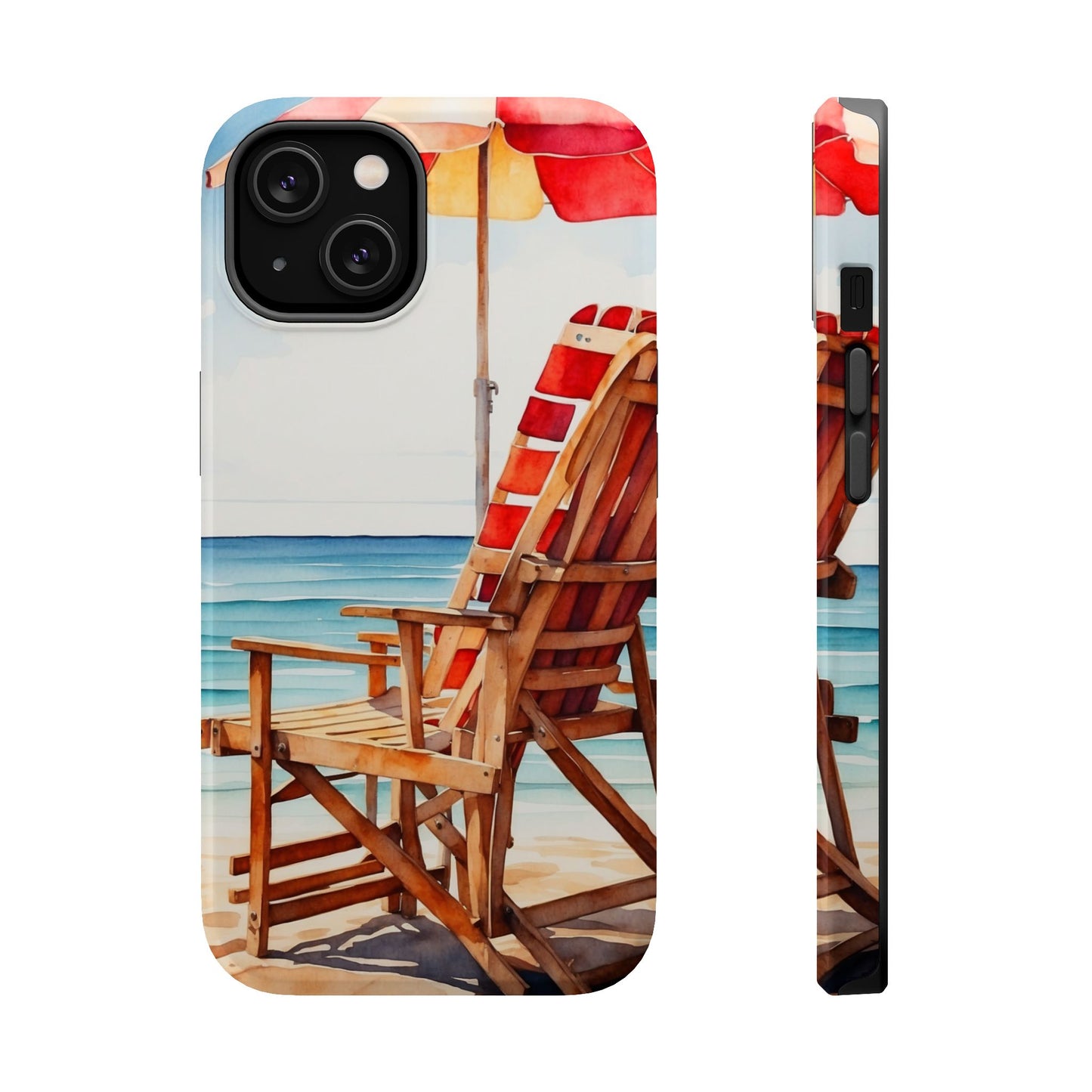 Beach Bliss MagSafe iPhone Series Case – Relaxing Seaside Chair and Umbrella Design