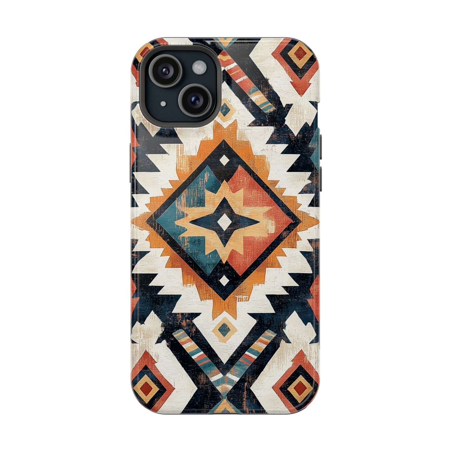 Vintage Southwestern Diamond Tough MagSafe iPhone Case – Rustic Tribal Design, Dual-Layer Protection