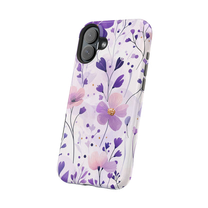 Purple Floral Bliss MagSafe iPhone Case – Delicate Blossom Design