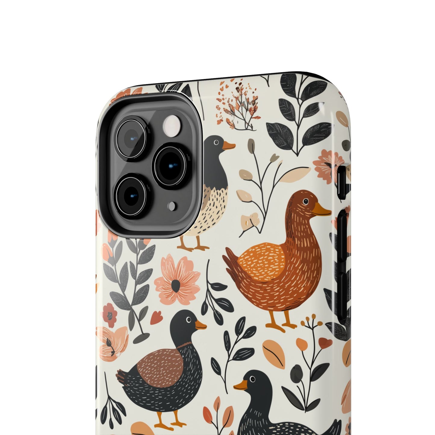 Farm Duck & Flowers iPhone Case – Vintage Floral Design