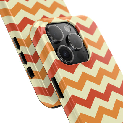 Warm Sunset Chevron – Orange, Red & Cream Geometric iPhone Case