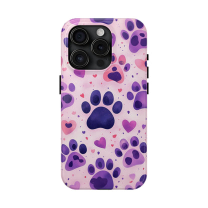 Purple Paw Print iPhone Case - Playful Pet Lover’s Protective Cover