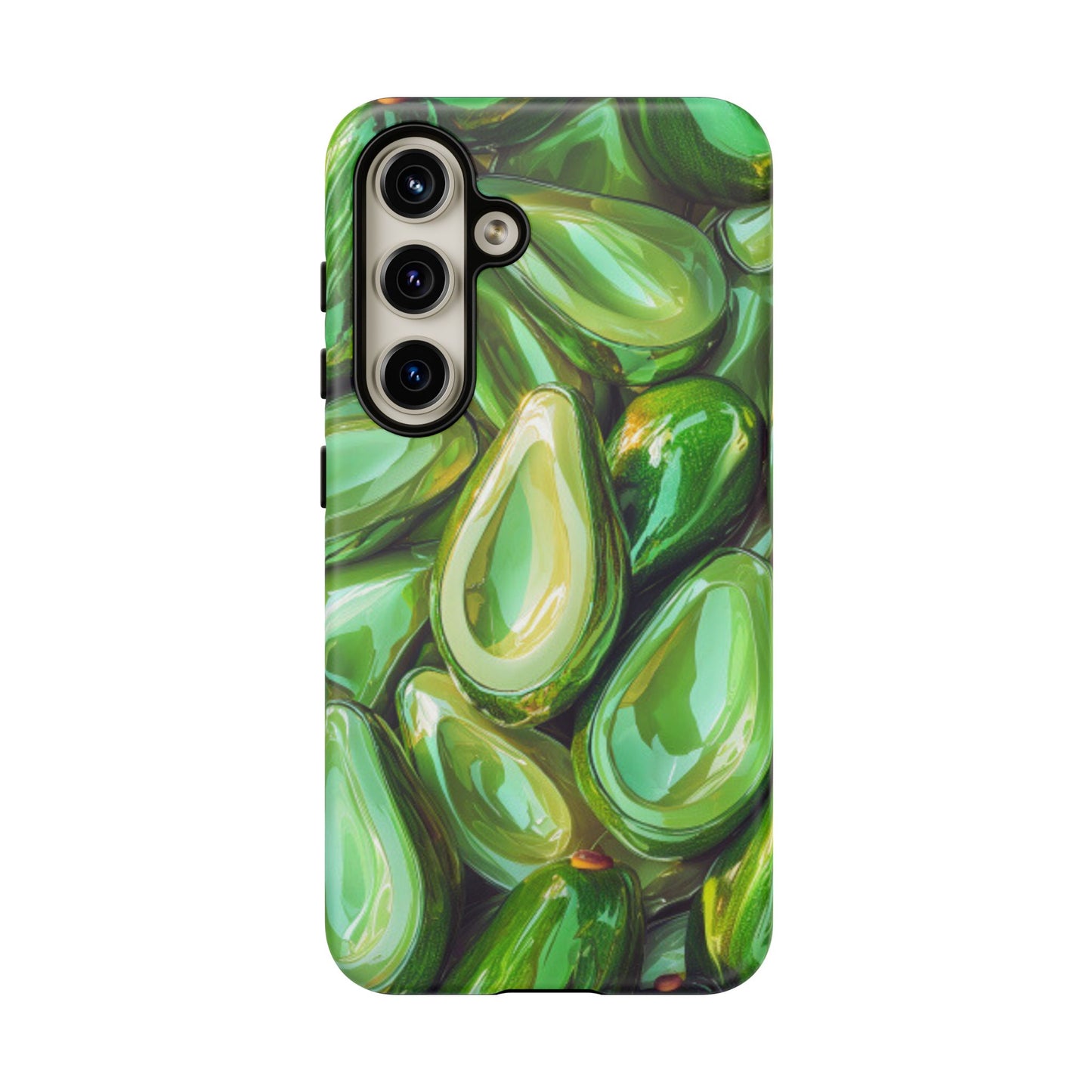 Glossy Avocado Samsung Galaxy  Case – Sleek Green 3D Fruit Design, Durable and Stylish