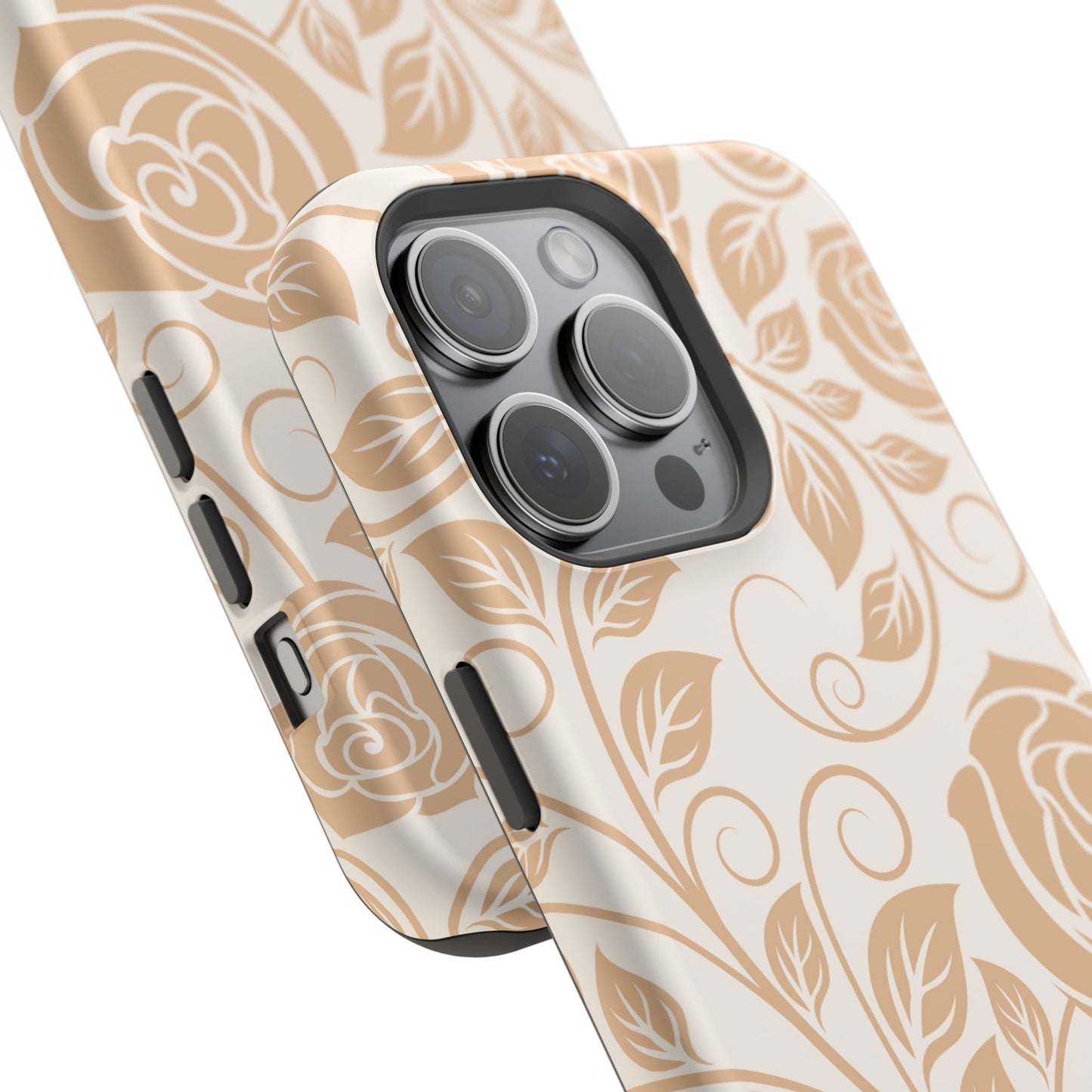 Vintage Rose Vine Tough MagSafe iPhone Case – Elegant Floral Pattern with Dual-Layer Protection