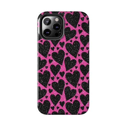 Pink Glitter Hearts iPhone Case