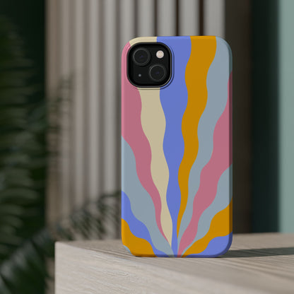 Pastel Radiance MagSafe iPhone Case – 70s-Inspired Dual-Layer Design with Wavy Sunburst Pattern