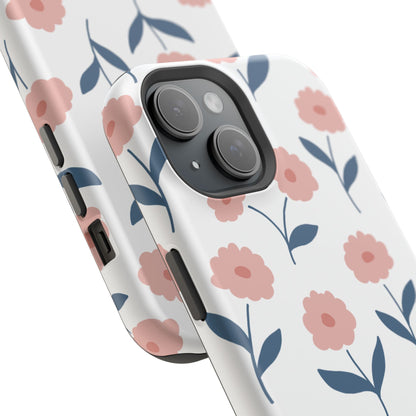 Playful Pink Floral Tough MagSafe  iPhone Case – Soft Pastel Design, Slim & Shockproof