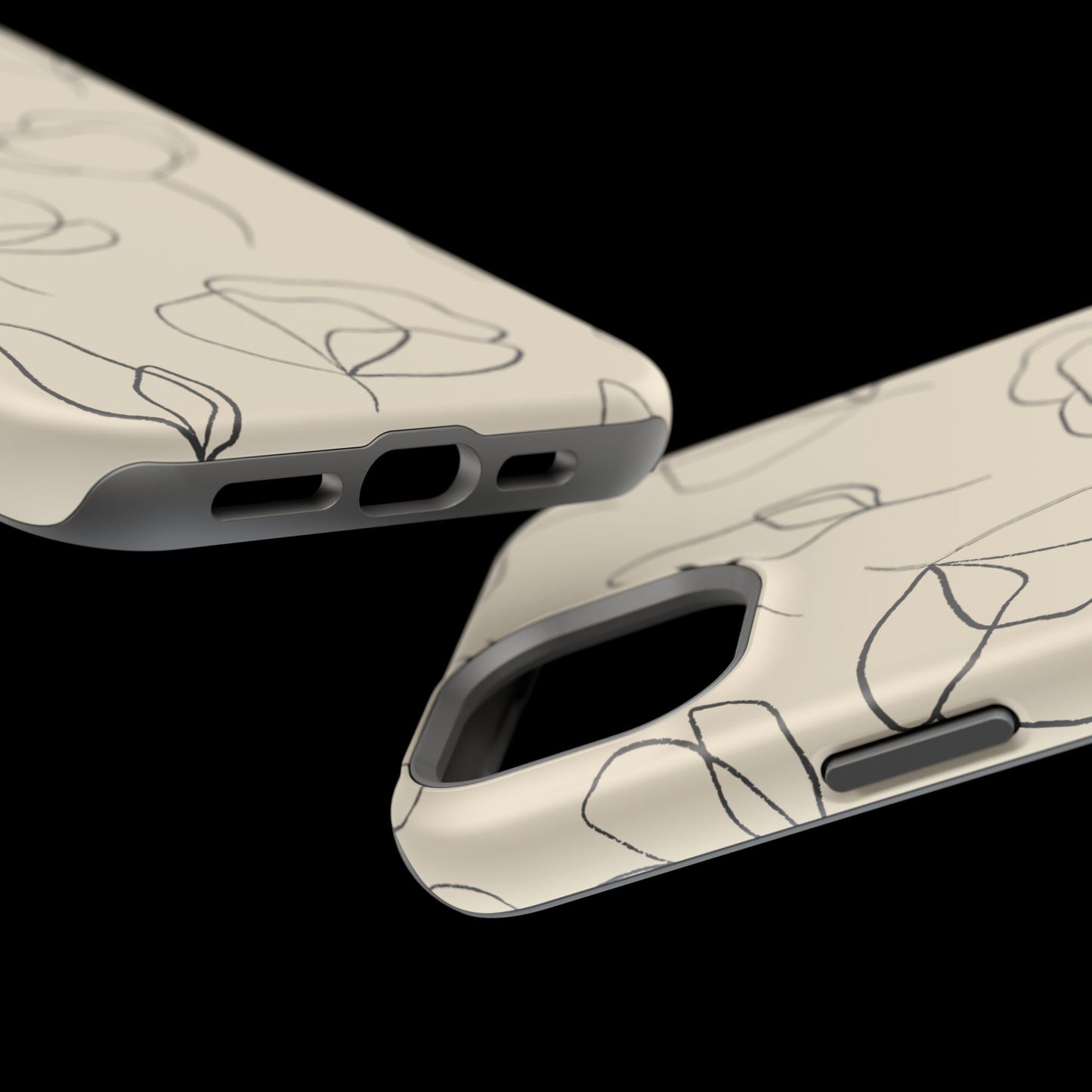 Minimalist Line Art Floral Tough MagSafe iPhone Case – Elegant Abstract Design with Dual-Layer Protection
