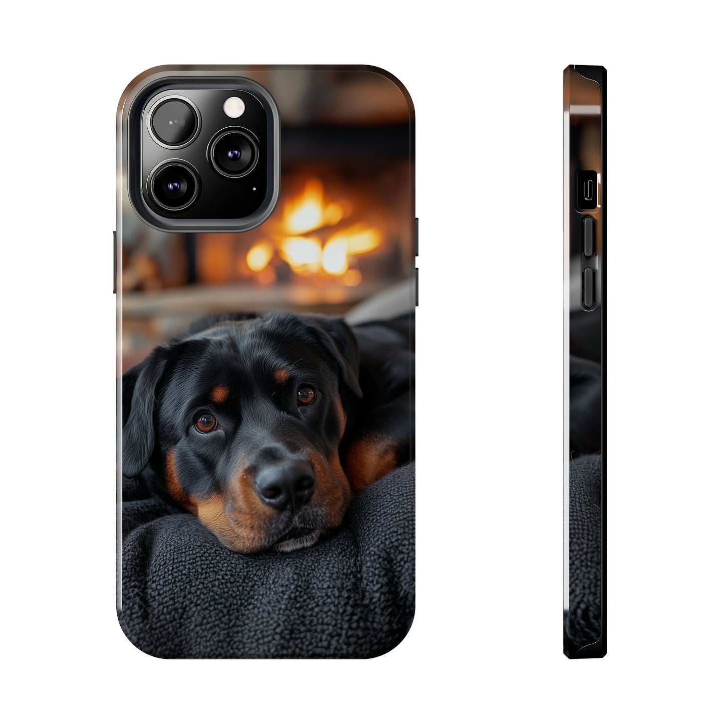 Warm Rottweiler by the Fireplace Samsung Galaxy Case – Rustic Charm for Dog Lovers