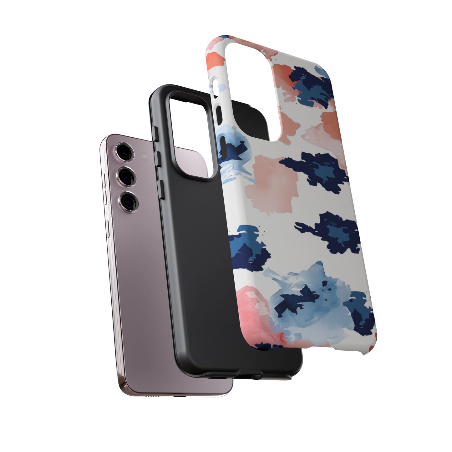 Abstract Coral & Navy Watercolor Design – Samsung Galaxy Case