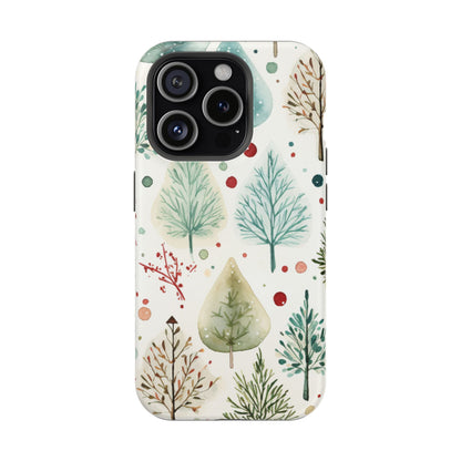 Watercolor Winter Trees MagSafe iPhone Case – Nature-Inspired, Holiday Theme Protective Cover